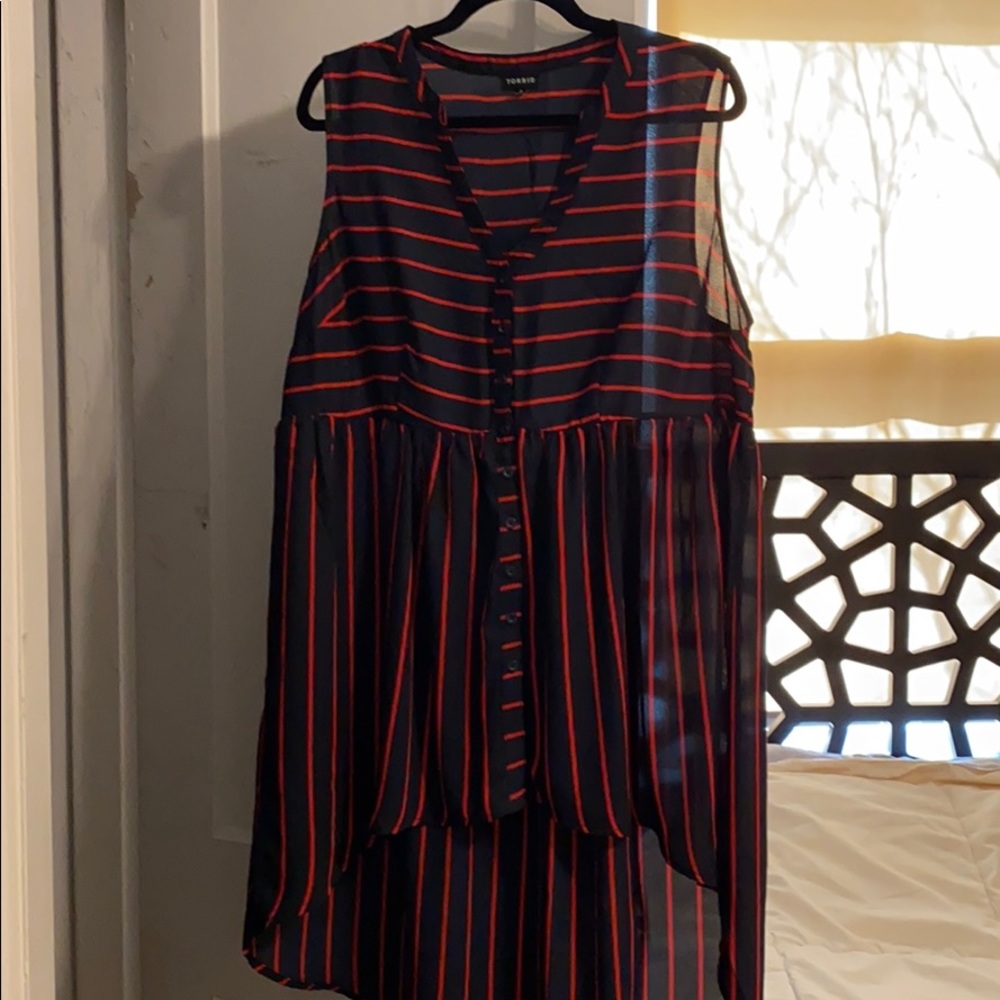 Torrid stripe sleeveless blouse sz 1W
